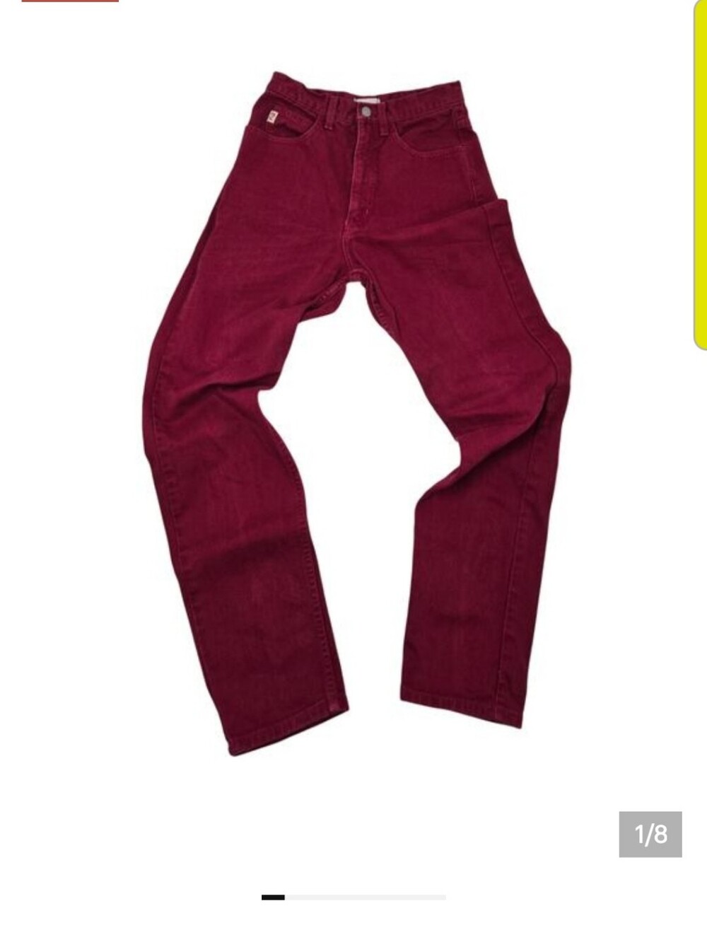 Vintage Guess High Waisted Red Denim Pants Straight Leg Womens 29x29 Whimsigoth